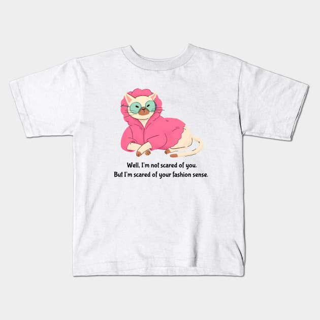 Bougie Funny Cat Halloween Print- Scary Fashion Sense Kids T-Shirt by The Hustler's Dream